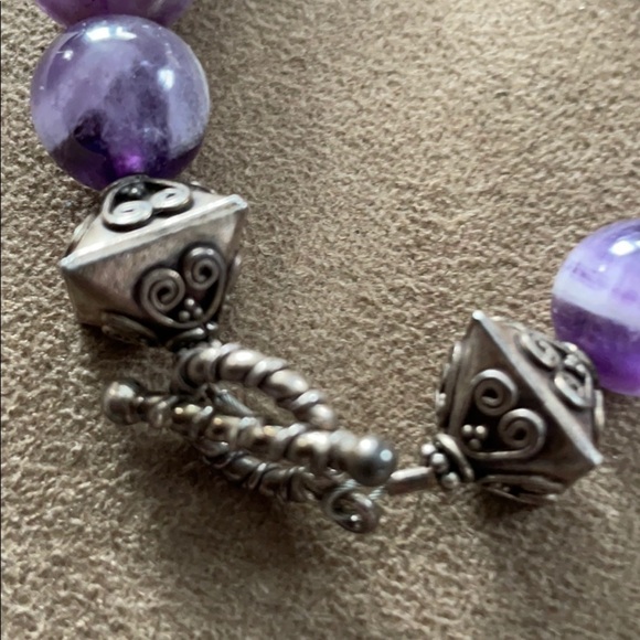 𝅺💜host Pick💜 Graduated Big Amethyst Balls Decorative Silver Bracelet w Toggle - Picture 4 of 4